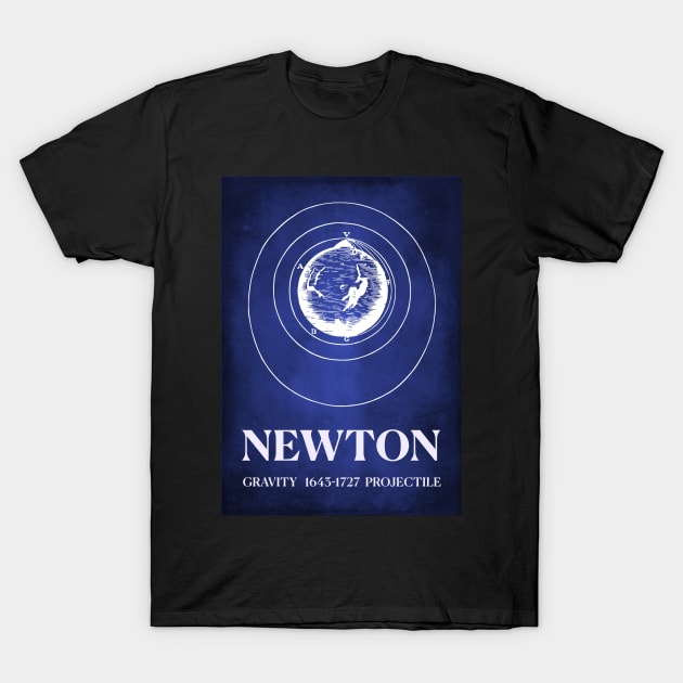 Sir Isaac Newton Gravity Projectile Rocket Science and Space T-Shirt by labstud